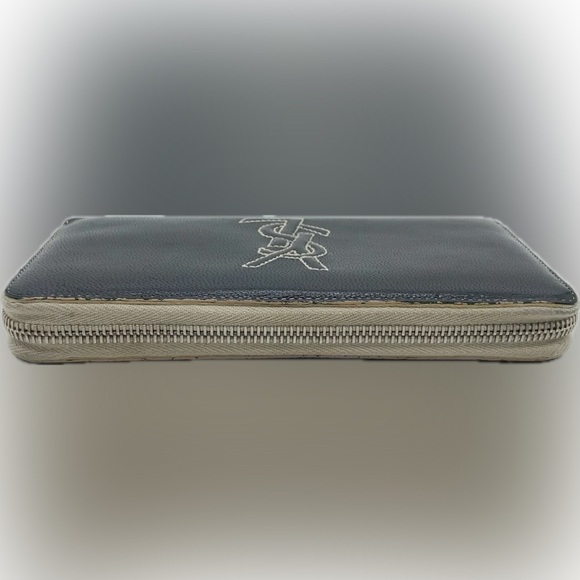 Yves Saint Laurent YSL Black Patent Leather Wallet White Accents & Box Rare - Picture 13 of 15